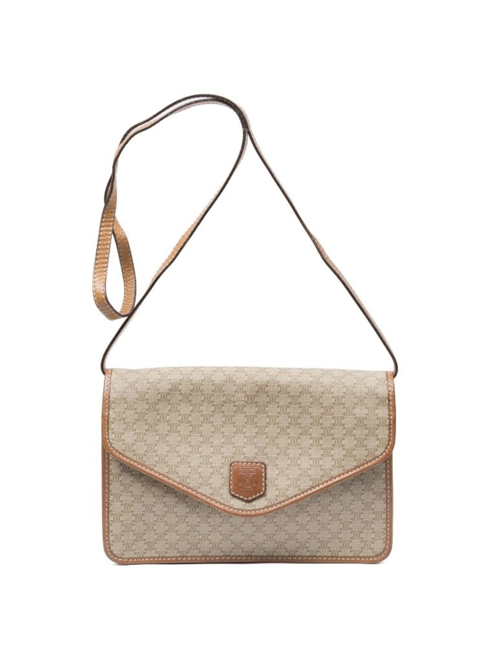 Celine Envelope Crossbody Shoulder Bag Beige Macadam Canvas